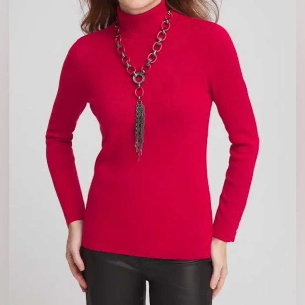 Chico's Turtle Neck Red Sweater US Size M Chico's Size 1